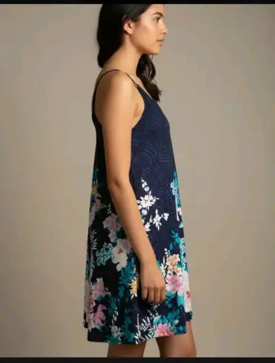 Vestido corto floral azul para mujer - miniatura 2