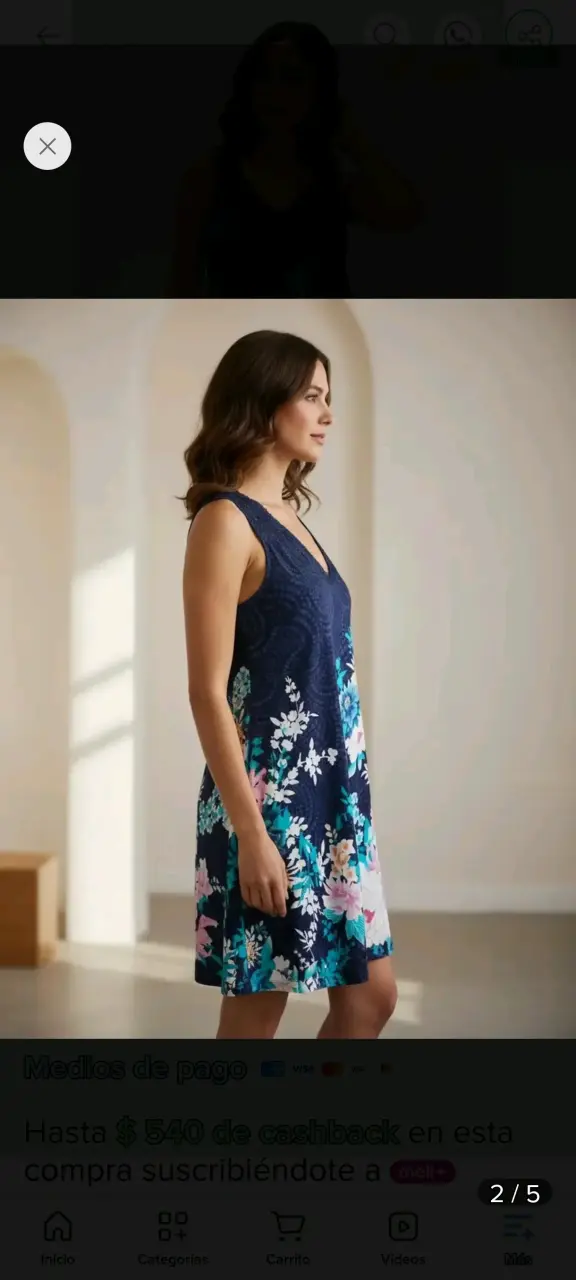 Vestido corto floral azul para mujer - 4