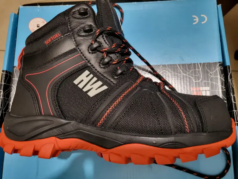 Botas de seguridad HW Softgel negras y rojas