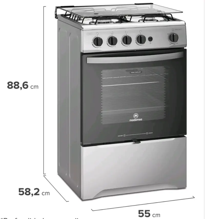 Cocina a gas Mademsa 4 quemadores con horno