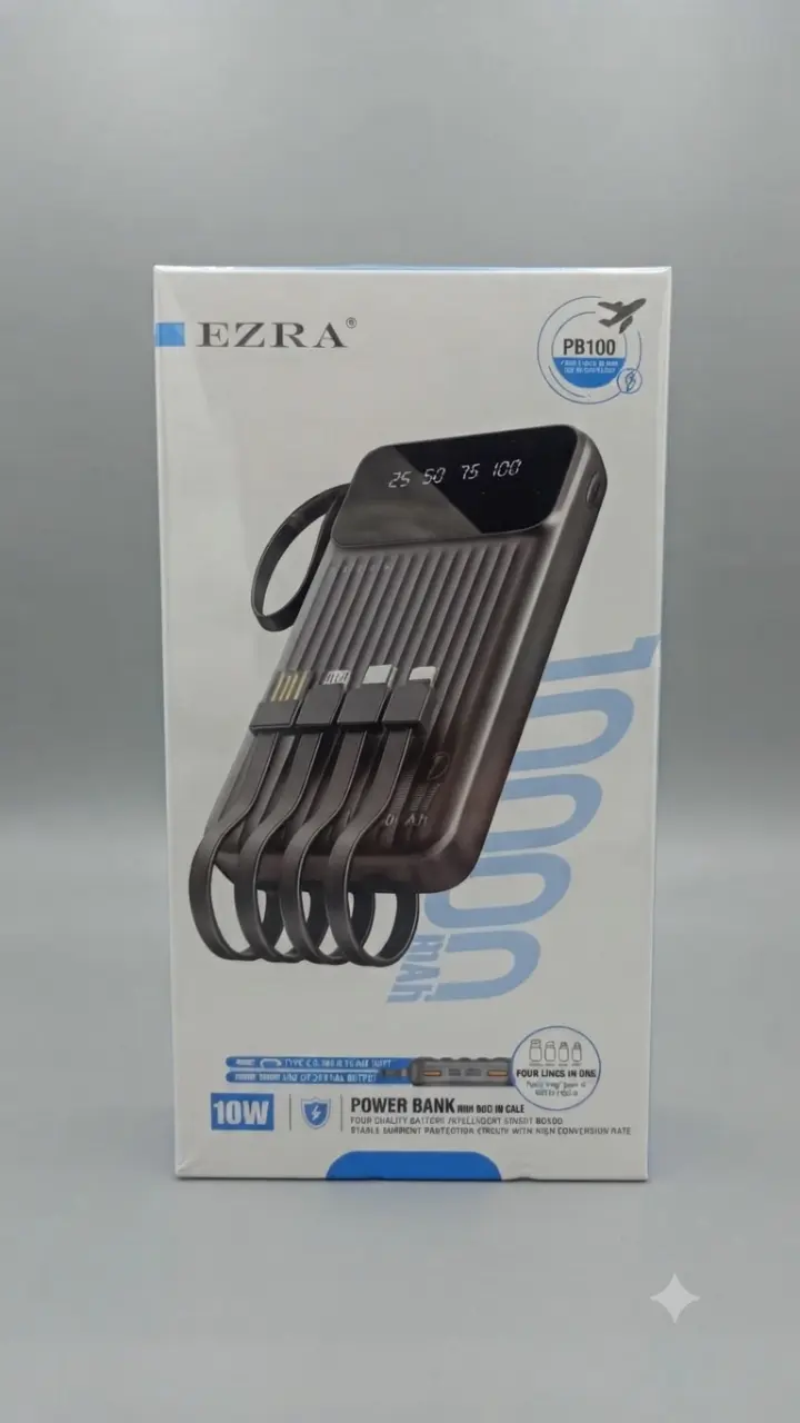 Power Bank Ezra 10000mAh con Cables Integrados