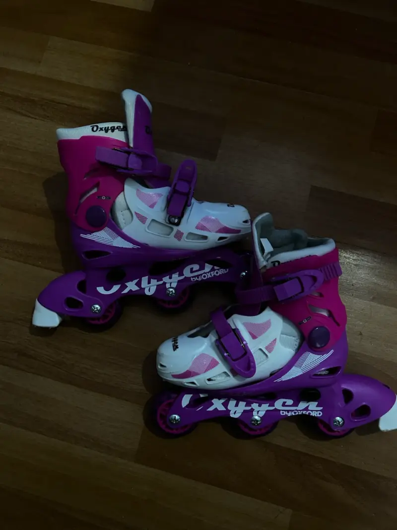Patines en línea para niños color rosa y blanco - 1