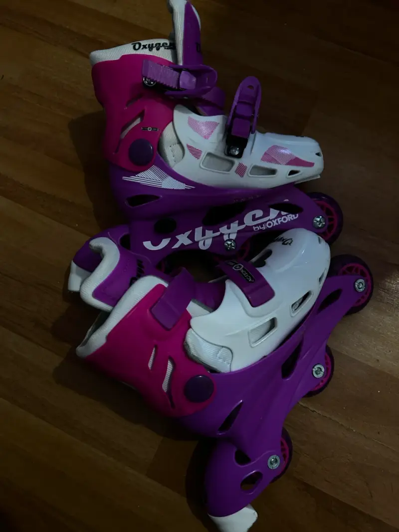 Patines en línea para niños color rosa y blanco - 2