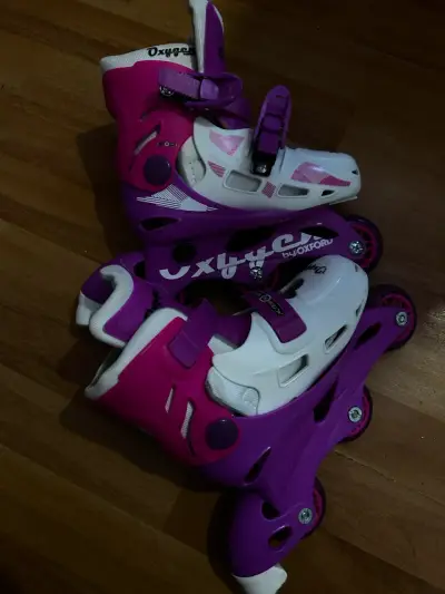 Patines en línea para niños color rosa y blanco - miniatura 2