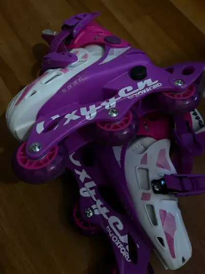 Patines en línea para niños color rosa y blanco - miniatura 3