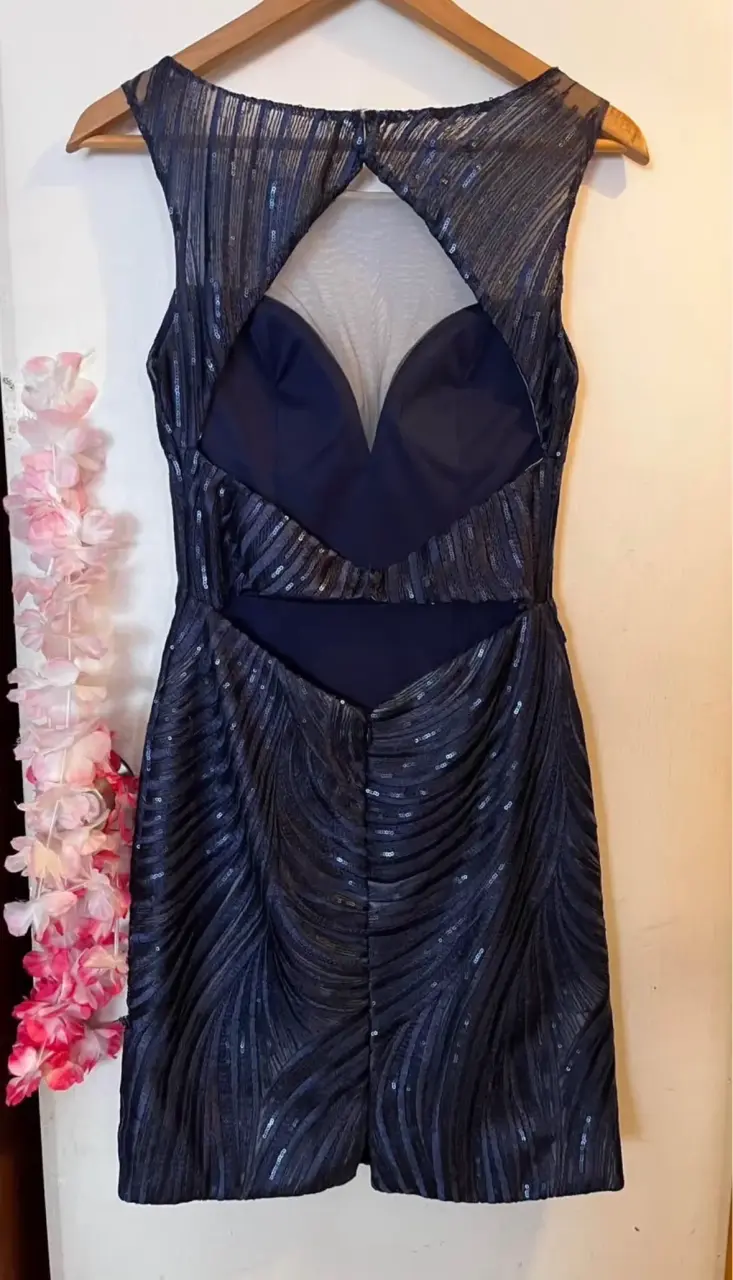 Vestido de fiesta azul con lentejuelas - 2