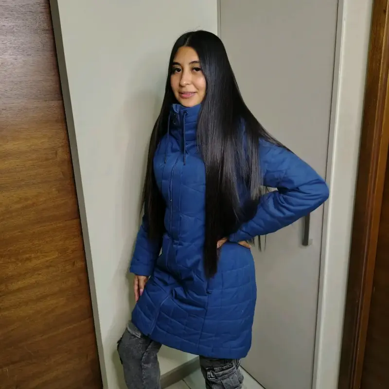 Abrigo de invierno azul para mujer - 1