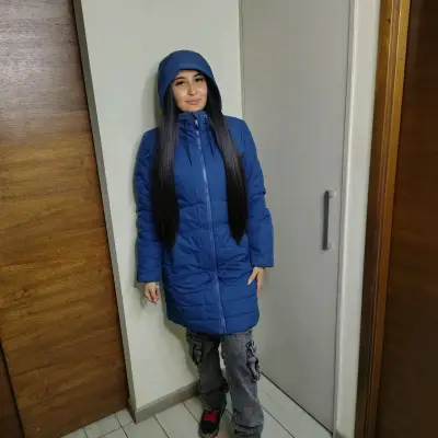 Abrigo de invierno azul para mujer - miniatura 4