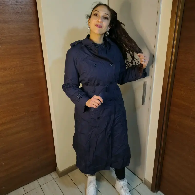 Abrigo largo azul para mujer - 2