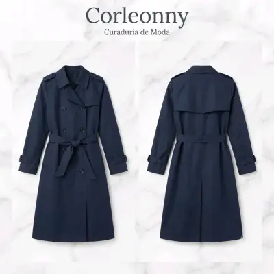 Abrigo largo azul para mujer - miniatura 3