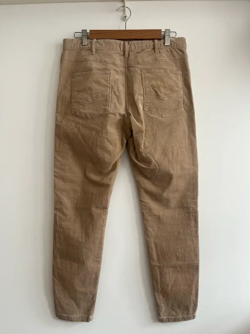 Pantalon Mango cotele beige mujer - 2