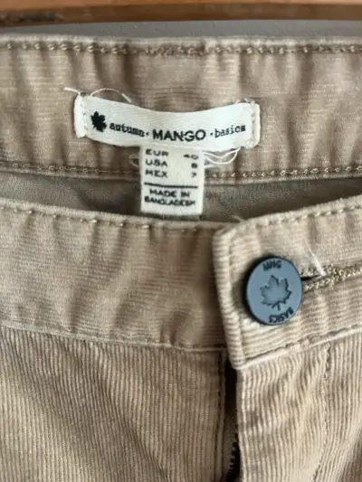 Pantalon Mango cotele beige mujer - miniatura 3