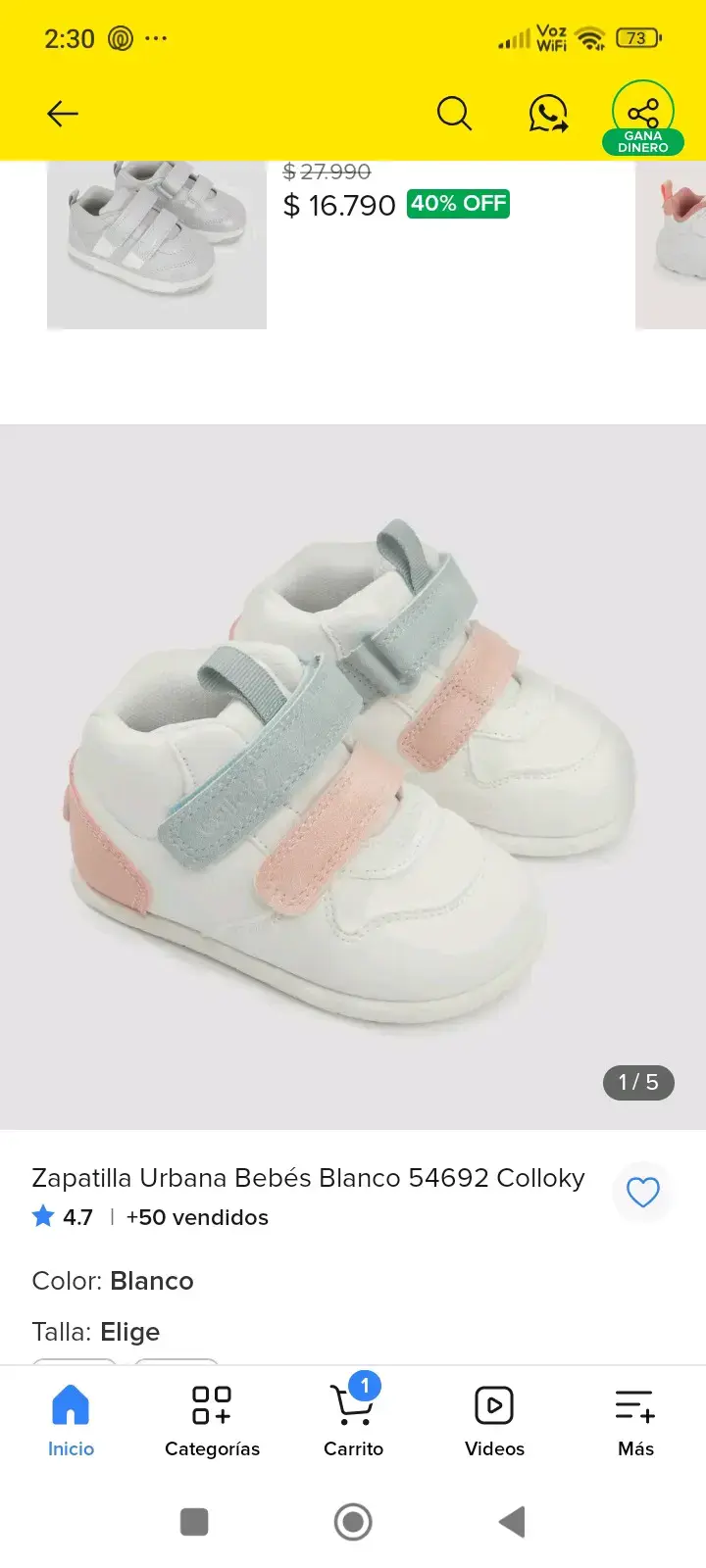 Zapatillas urbanas para bebés Colloky blancas