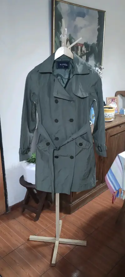 Abrigo trench verde para mujer talla S - miniatura 1