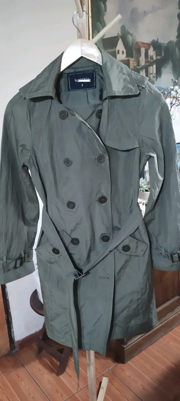 Abrigo trench verde para mujer talla S - 3