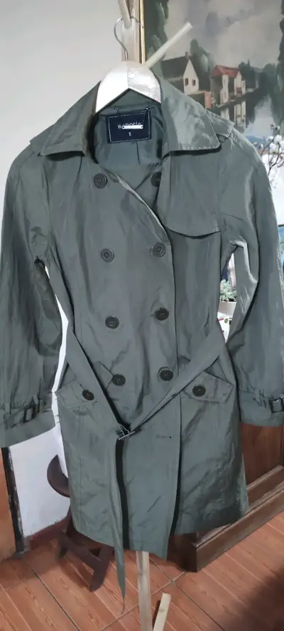Abrigo trench verde para mujer talla S - miniatura 3