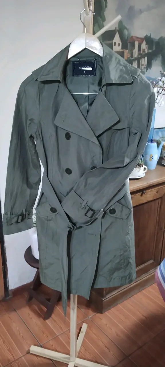 Abrigo trench verde para mujer talla S - 4