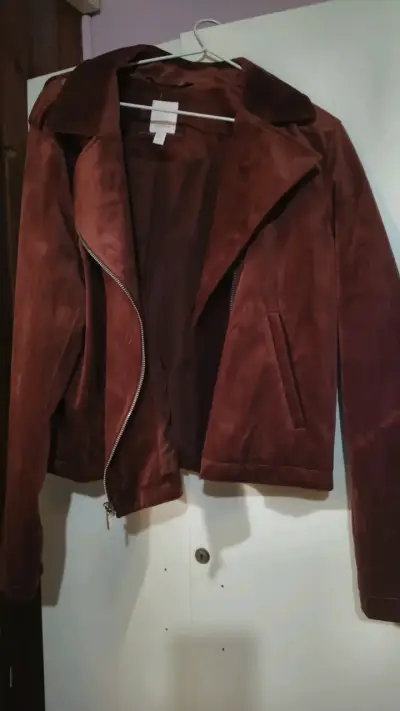Chaqueta de gamuza marrón para mujer - miniatura 2