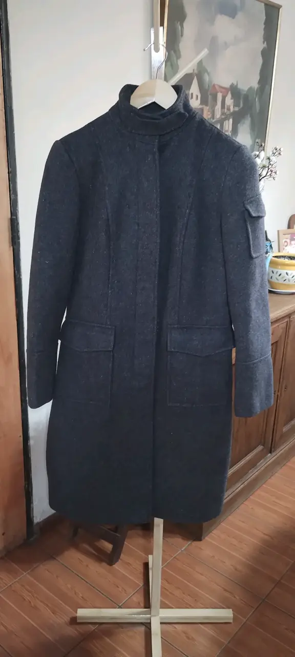 Abrigo de lana gris oscuro para mujer - 1