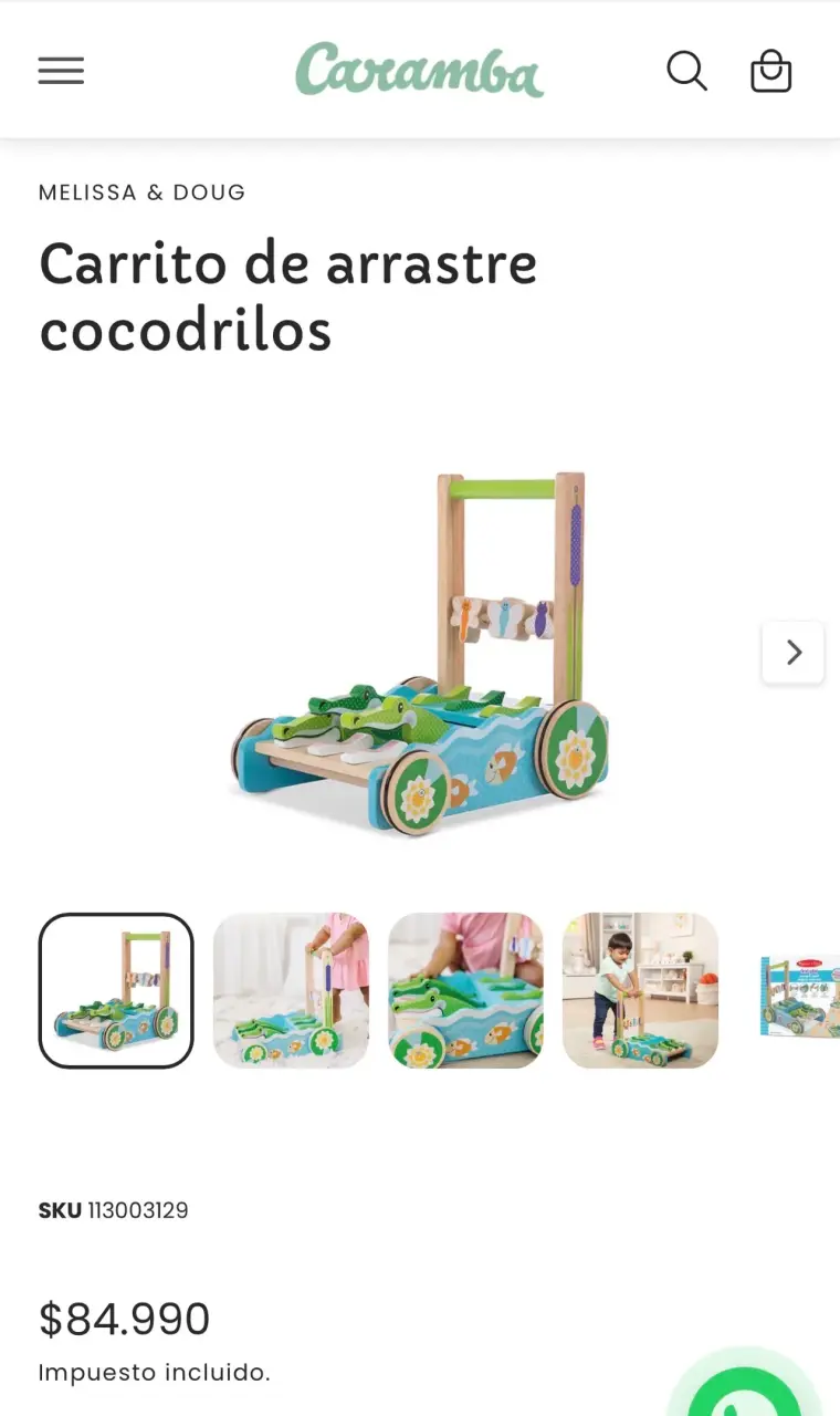 Andador de madera para niños con cocodrilos - 4