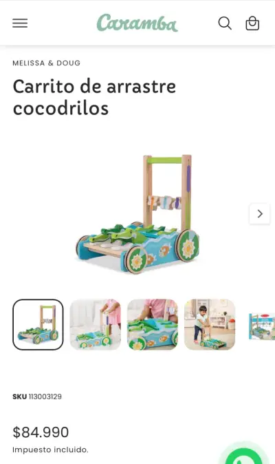 Andador de madera para niños con cocodrilos - miniatura 4