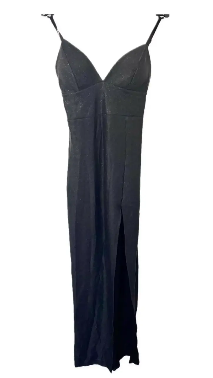 Vestido largo negro con abertura lateral - 2