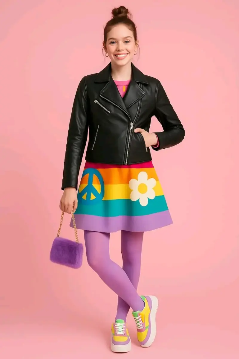 Biker de cuero legítimo negra para mujer - 1