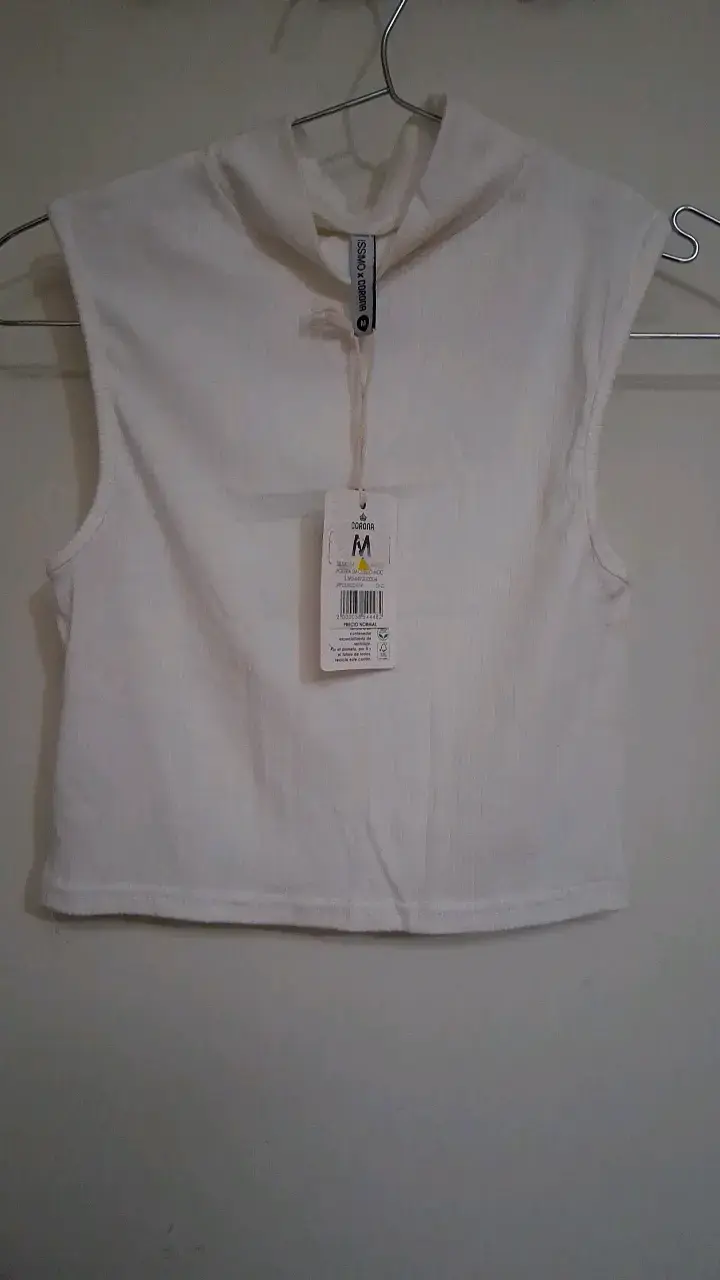 Top sin mangas blanco de algodón talla M