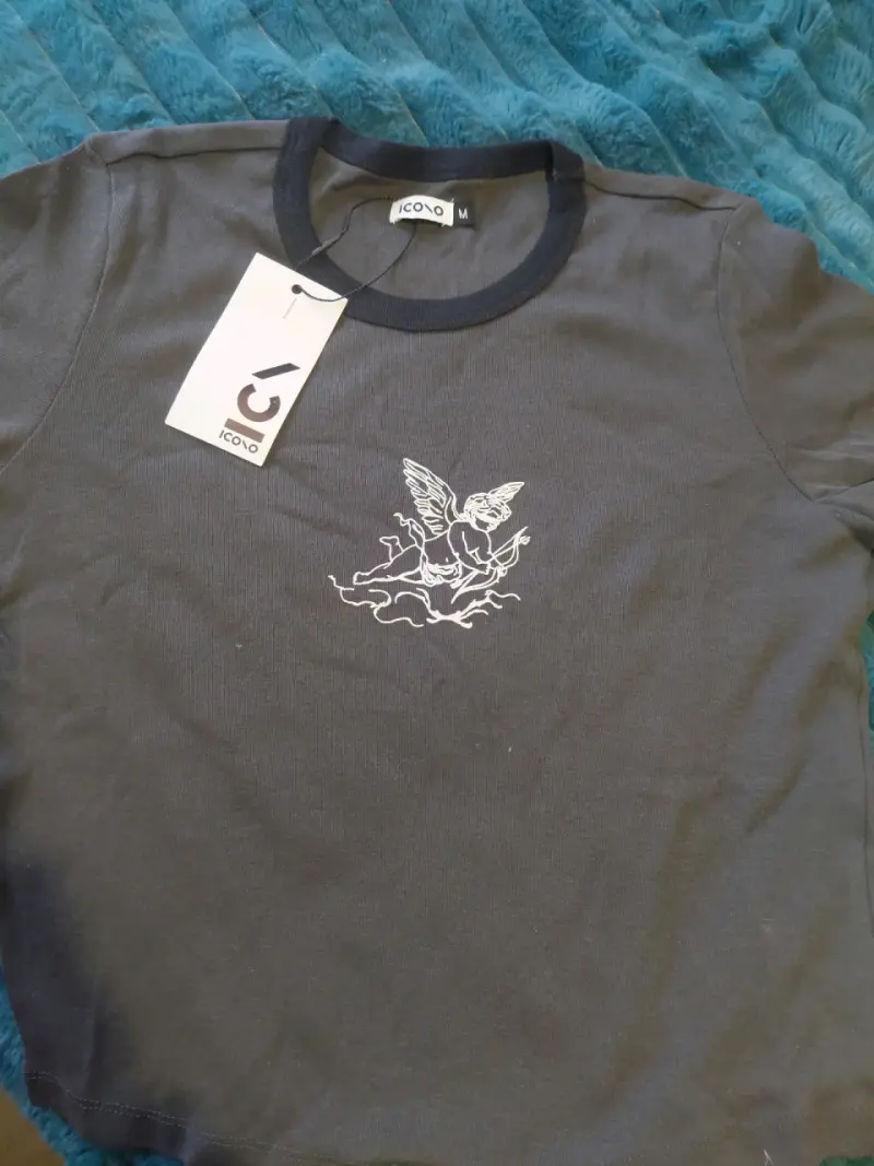 Polera gris con diseño de ángel Icono talla M - 1