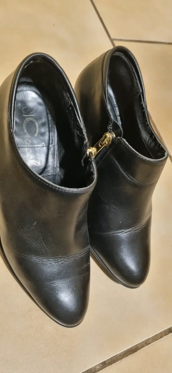 Botines de cuero negro para mujer talla 35