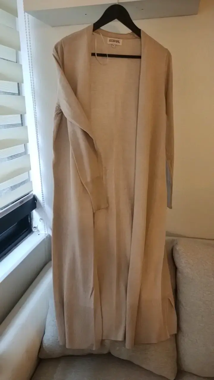 Cárdigan largo beige de mujer talla M - 1