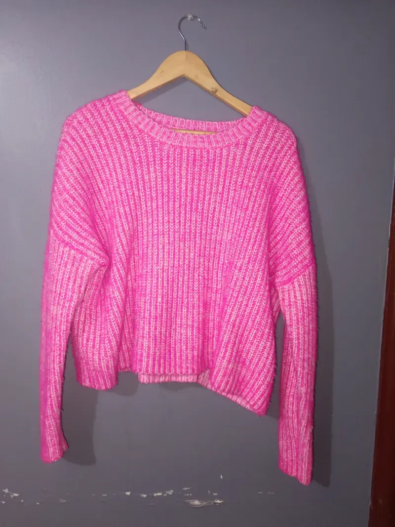 Suéter de punto grueso color fucsia para mujer - 2