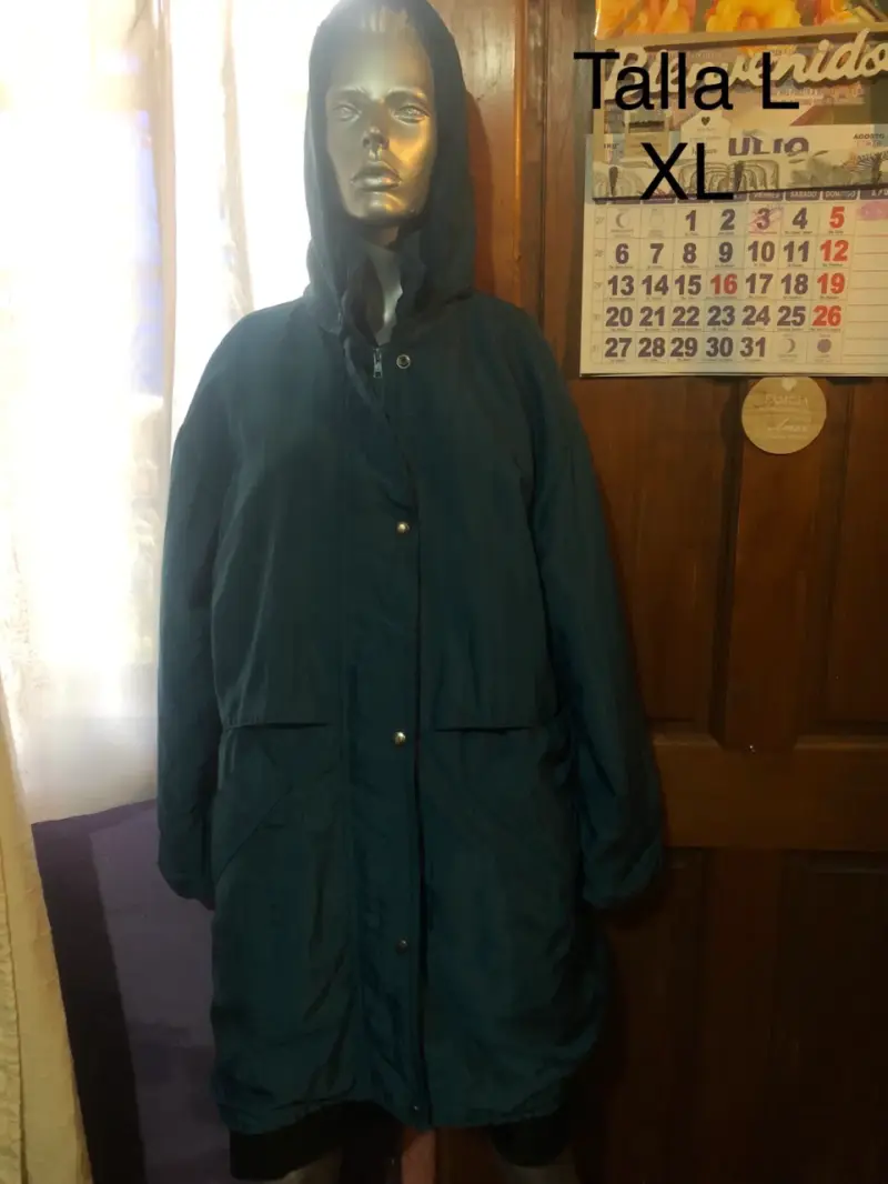 Abrigo de invierno azul con capucha talla XL