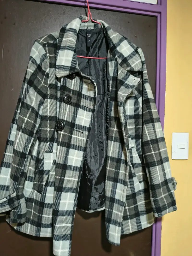 Abrigo de lana a cuadros Muv talla L - 2