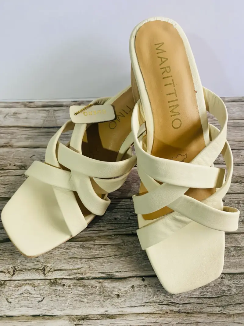 Sandalias de cuero beige Maritimo N 37 - 3