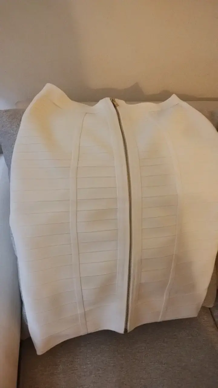 Falda elegante elasticada blanca - 5