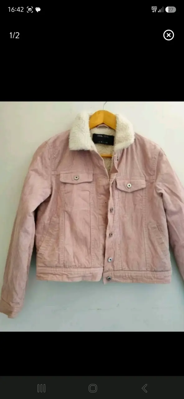 Chaqueta de pana rosa con forro de borrego - 2