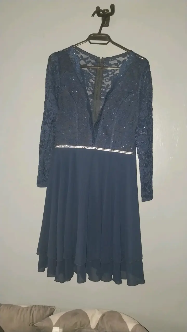 Vestido de encaje azul con Glitter - 1