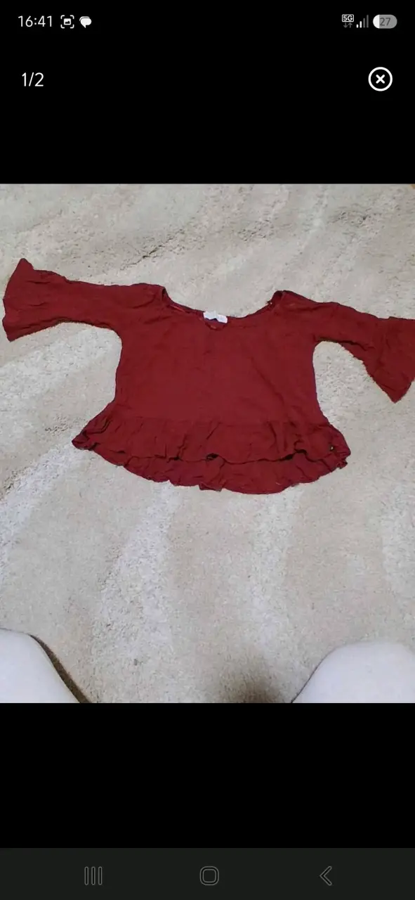 Blusa roja con volantes para mujer - 1