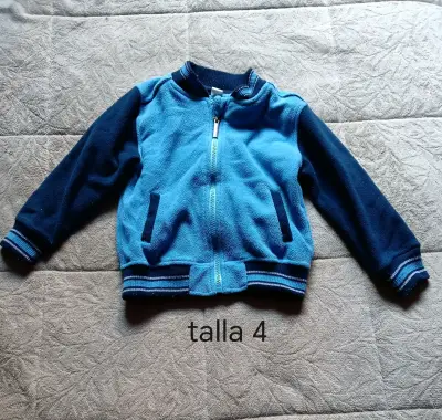 Chaqueta de polar infantil roja con detalles azul marino - miniatura 2