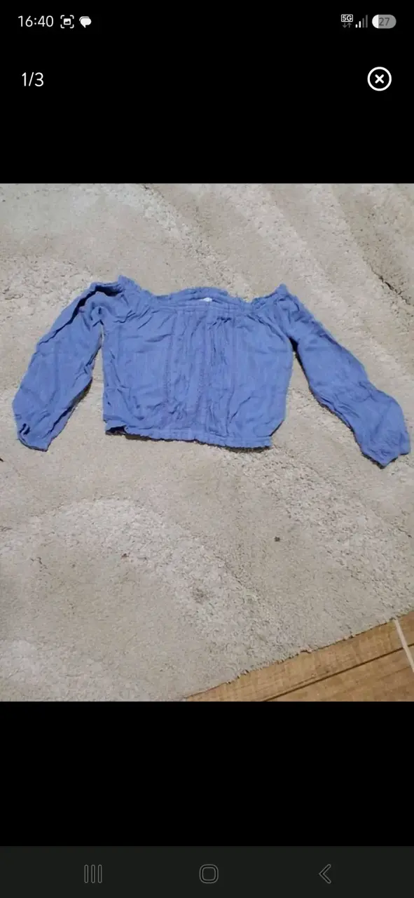 Blusa azul hombros descubiertos para mujer - 1