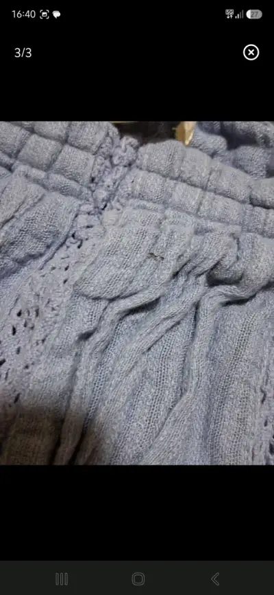 Blusa azul hombros descubiertos para mujer - miniatura 3