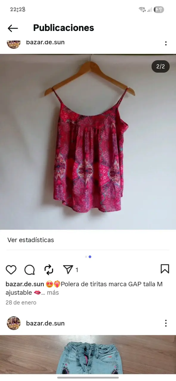 Polera de tirantes GAP estampada talla M