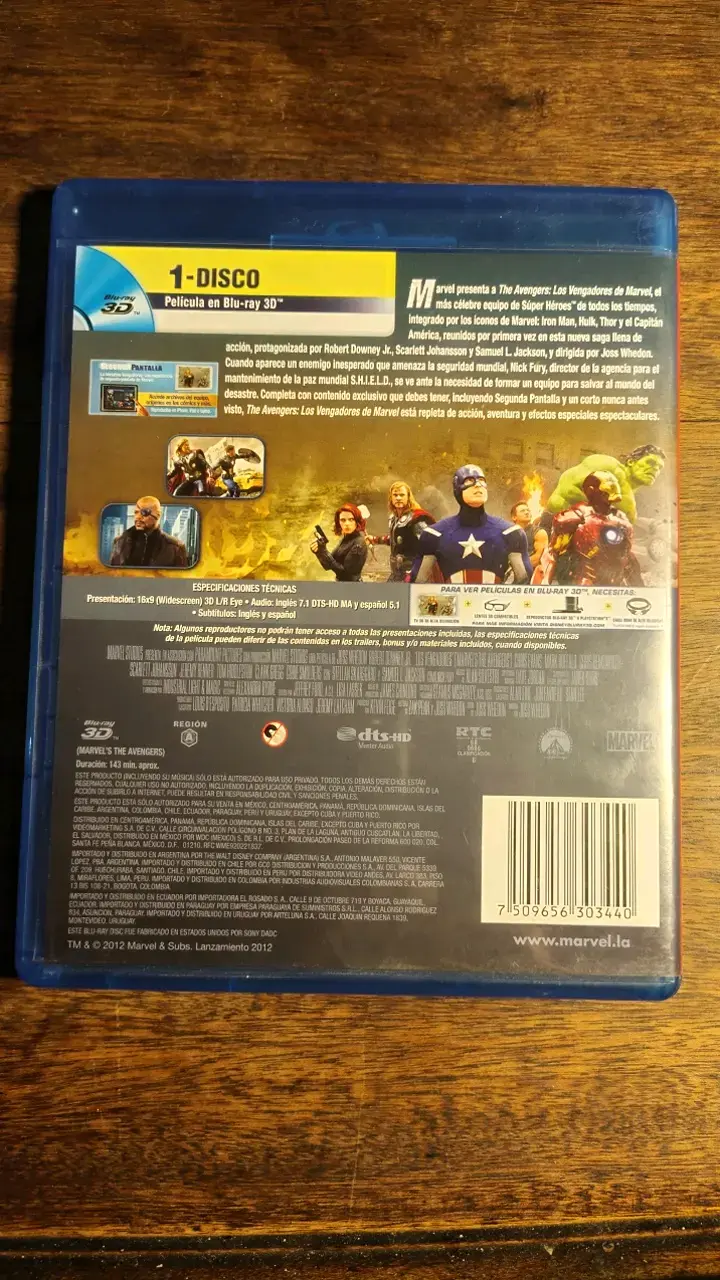 Blu-ray 3D Los Vengadores de Marvel - 2