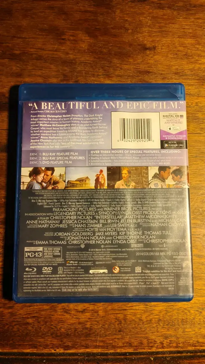 Blu-ray de Interstellar con DVD y Digital HD - 2