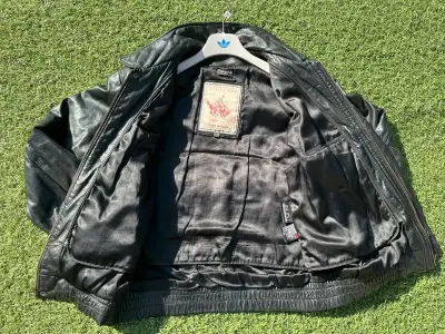 Chaqueta de cuero negra para hombre - miniatura 2