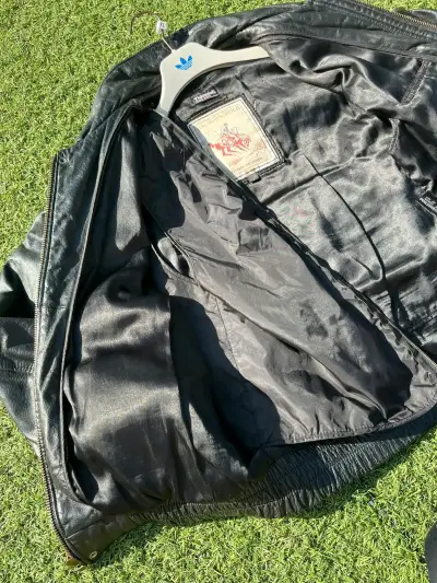 Chaqueta de cuero negra para hombre - miniatura 3