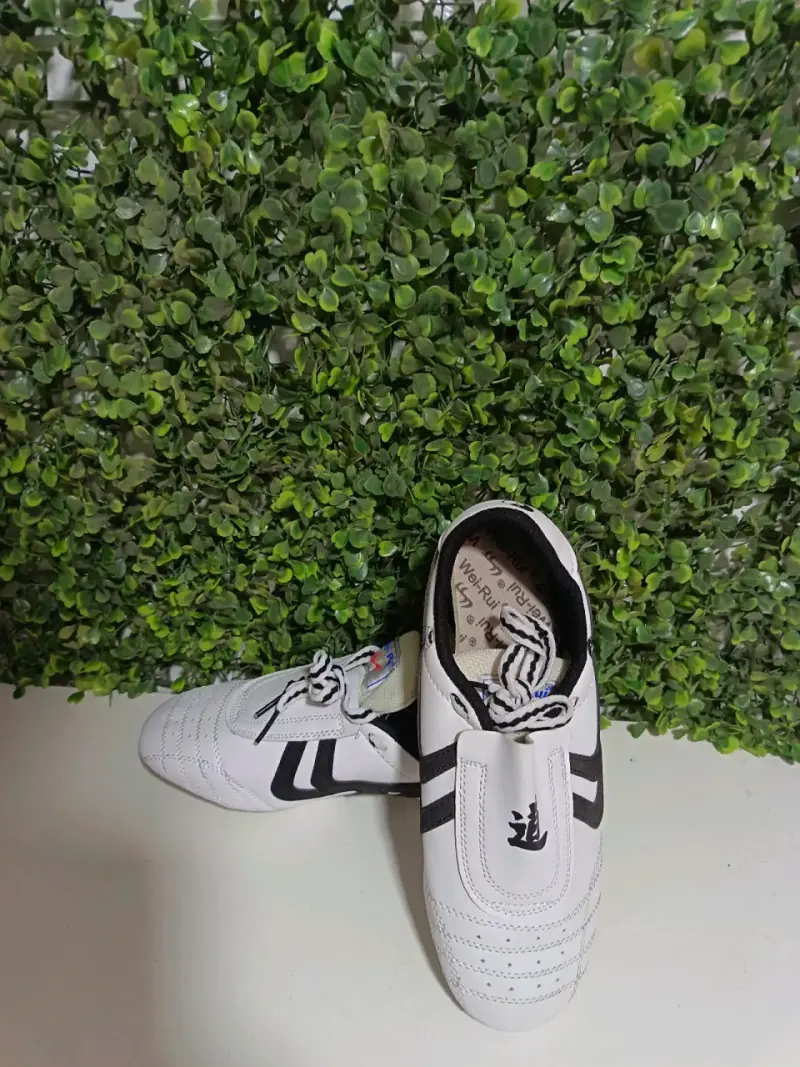 Zapatillas de Taekwondo Blancas con Detalles Negros