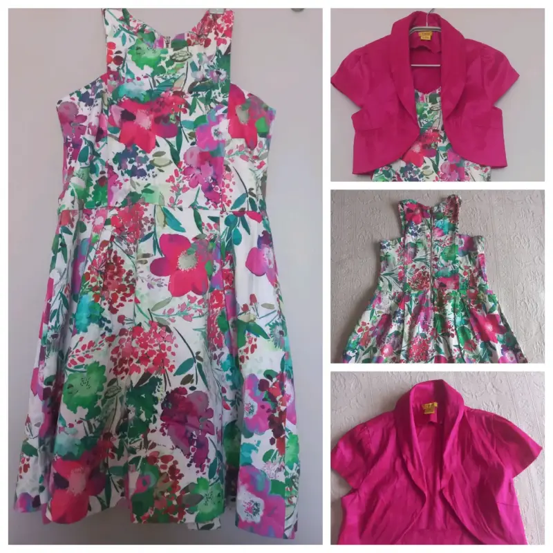VestidoZara floral para niña con bolero fucsia