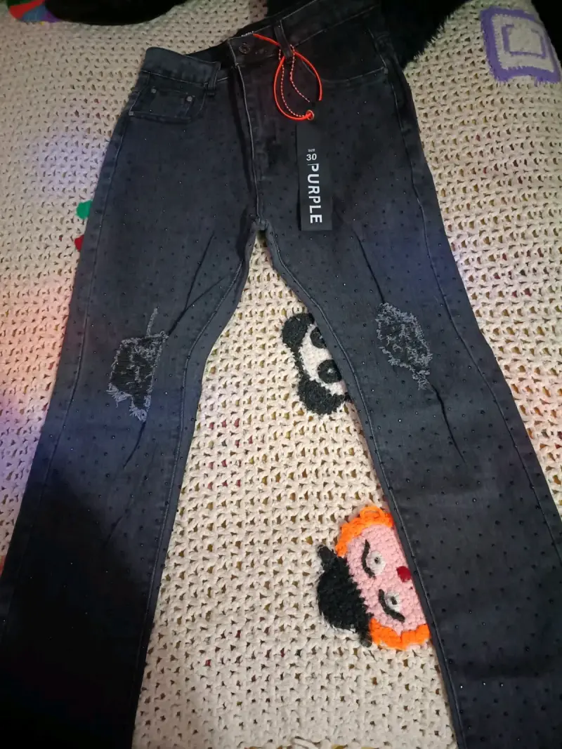 Jeans negros con diseño desgastado para hombre - 1
